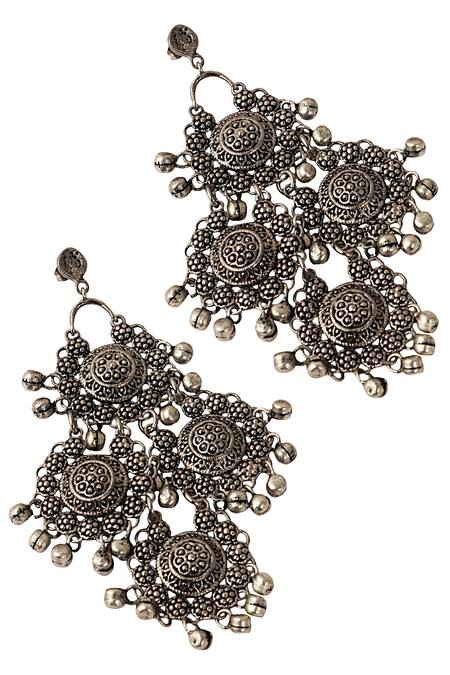 Shop Zariin Black Antique Danglers at Aza Fashions Shop_Zariin_Black Antique Danglers_at_Aza_Fashions