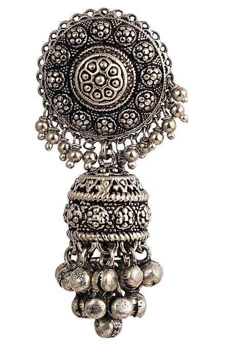 Buy_ZARIIN_Black Antique Jhumkas_Online_at_Aza_Fashions
