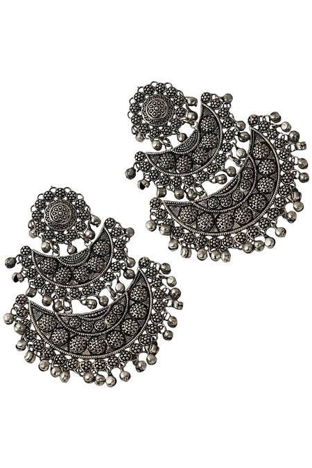 Shop Zariin Black Antique Chandbalis at Aza Fashions Shop_Zariin_Black Antique Chandbalis_at_Aza_Fashions