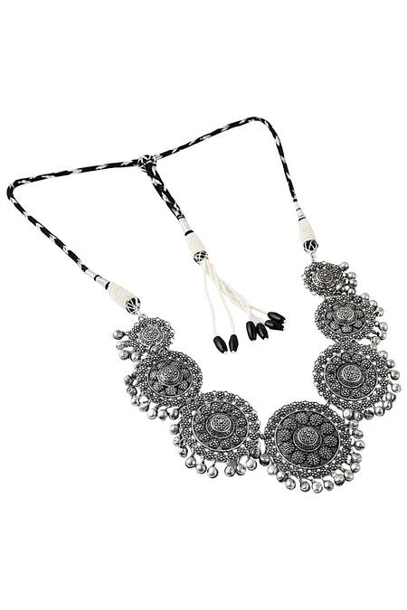 Shop Zariin Black Metal Floral Choker at Aza Fashions Shop_Zariin_Black Metal Floral Choker_at_Aza_Fashions