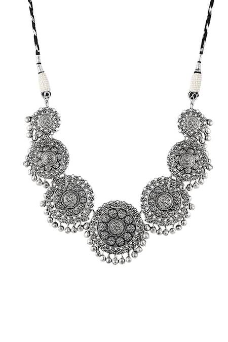 Zariin Black Metal Floral Choker Online at Aza Fashions Zariin_Black Metal Floral Choker_Online_at_Aza_Fashions