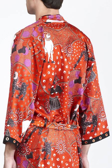 Buy_Shivan & Narresh_Red Printed Robe_Online_at_Aza_Fashions