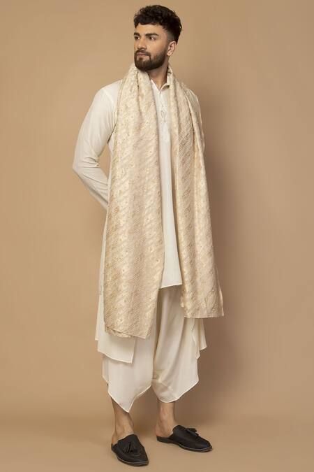 Siddartha Tytler Off White Silk Kurta Dhoti Set