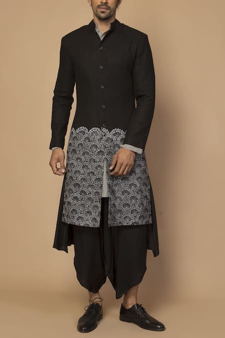 Siddartha Tytler Black Matka Silk Sherwani  