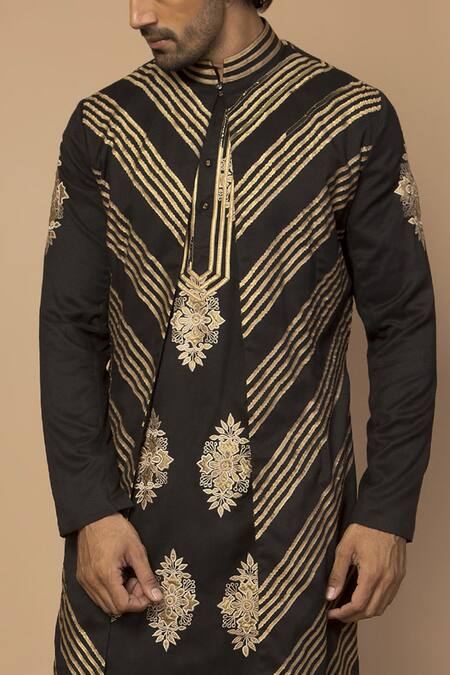 Buy_Siddartha Tytler_Black Modal Embroidered Kurta Set_Online_at_Aza_Fashions