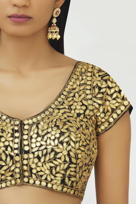 Buy Nazar By Indu Black Cotton Voil Round Print Lehenga Set Buy_Nazar By Indu_Black Cotton Voil Round Print Lehenga Set