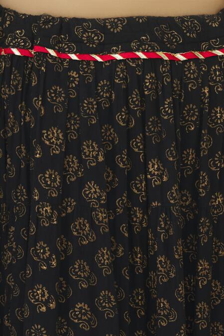 Shop Nazar By Indu Black Cotton Voil Round Print Lehenga Set Shop_Nazar By Indu_Black Cotton Voil Round Print Lehenga Set