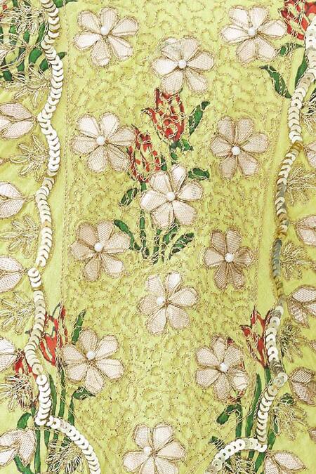 Nazar By Indu_Yellow Block Print Kurta Lehenga Set_at_Aza_Fashions