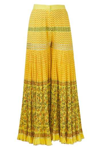 Shop_Nazar By Indu_Yellow Embroidered Kurta Sharara Set_Online_at_Aza_Fashions