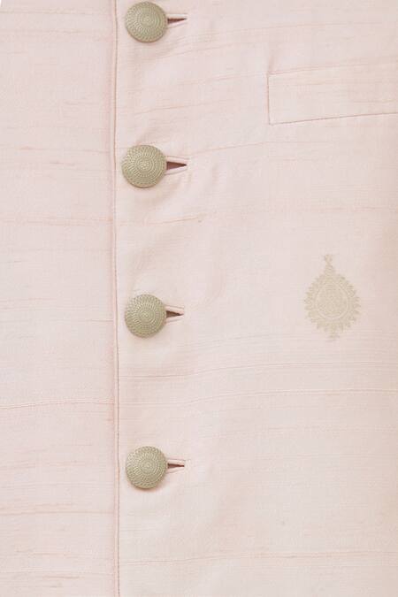 Buy_Vanshik_White Silk Bundi Kurta Set 