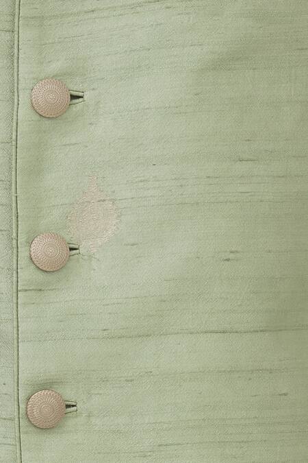 Buy_Vanshik_White Silk Bundi Kurta Set 