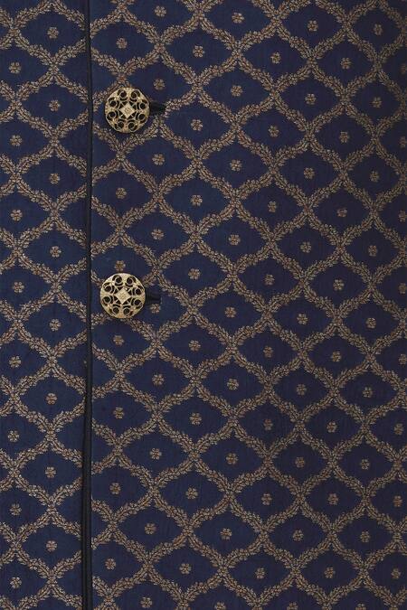 Buy_Vanshik_Blue Silk Bundi Kurta Set 