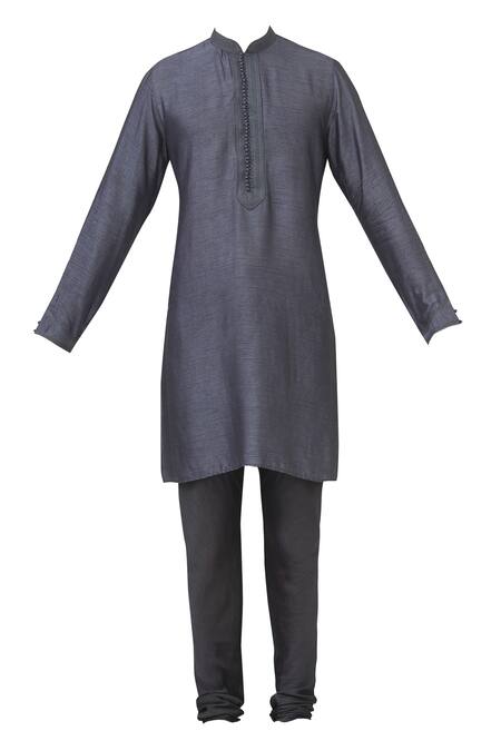 Buy Vanshik Grey Silk Bundi Kurta Set Online at Aza Fashions Buy_Vanshik_Grey Silk Bundi Kurta Set _Online_at_Aza_Fashions