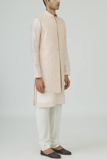 Vanshik_White Silk Bundi Kurta Set _Online_at_Aza_Fashions