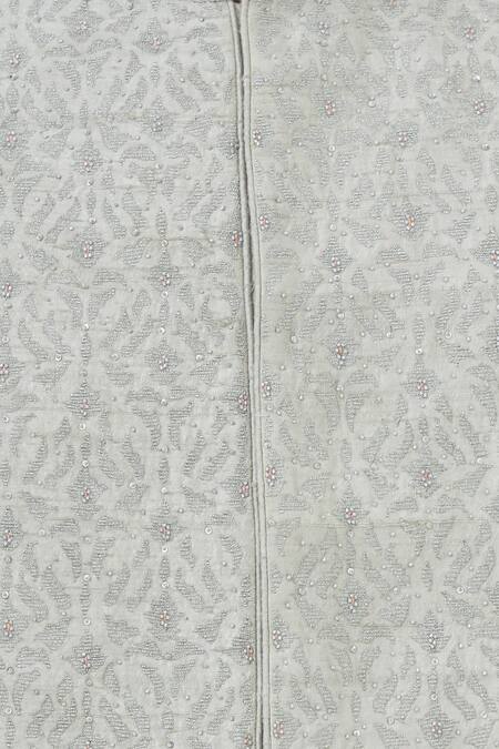 Buy_Vanshik_Silver Silk Bundi Kurta Set 