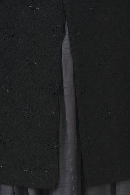 Buy Vanshik Black Silk Bundi Kurta Set Buy_Vanshik_Black Silk Bundi Kurta Set