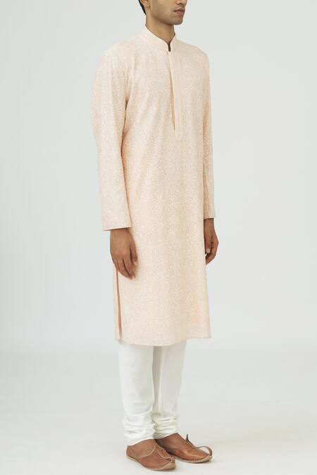 Vanshik White Chanderi Silk Kurta Set Online at Aza Fashions Vanshik_White Chanderi Silk Kurta Set _Online_at_Aza_Fashions