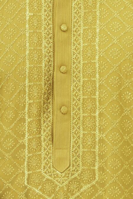 Buy Vanshik Yellow Georgette Embroidered Kurta Set Buy_Vanshik_Yellow Georgette Embroidered Kurta Set