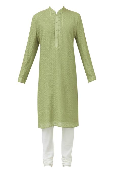 Buy Vanshik Green Georgette Embroidered Kurta Set Online at Aza Fashions Buy_Vanshik_Green Georgette Embroidered Kurta Set _Online_at_Aza_Fashions