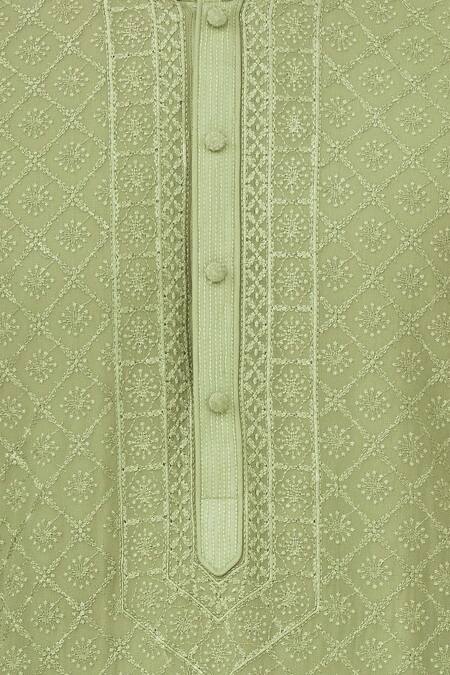 Buy Vanshik Green Georgette Embroidered Kurta Set Buy_Vanshik_Green Georgette Embroidered Kurta Set