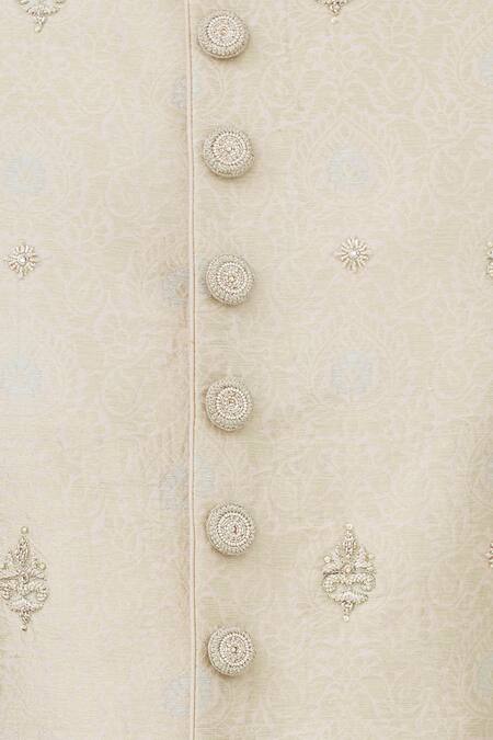 Buy_Vanshik_Peach Brocade Silk Sherwani Set 