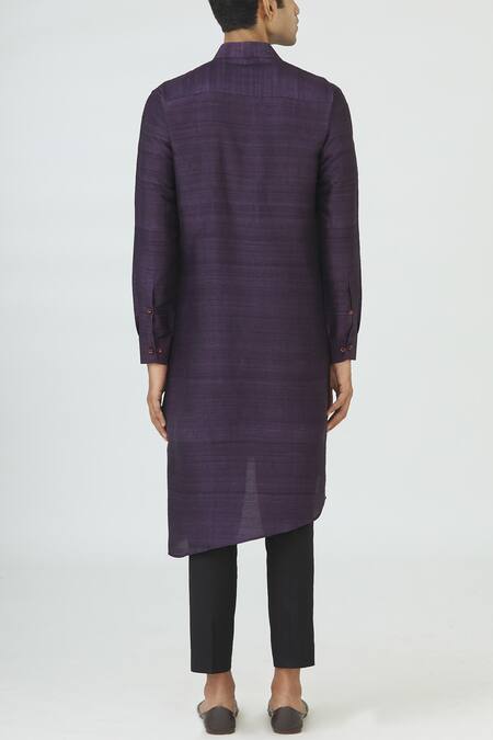 Shop Dhruv Vaish Purple Raw Silk, Terry Cotton Embellished Kurta Set at Aza Fashions Shop_Dhruv Vaish_Purple Raw Silk, Terry Cotton Embellished Kurta Set_at_Aza_Fashions