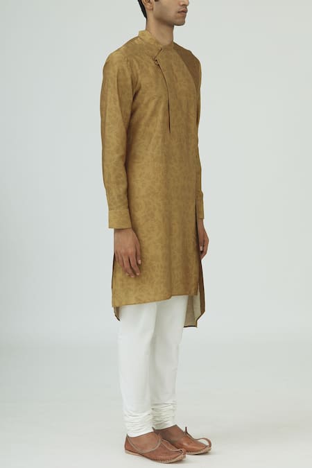 Dhruv Vaish Yellow Cotton Silk Printed Kurta Set Online at Aza Fashions Dhruv Vaish_Yellow Cotton Silk Printed Kurta Set_Online_at_Aza_Fashions