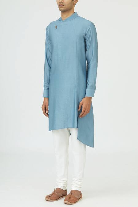 Buy Dhruv Vaish Blue Silk, Terry Kurta Set Online at Aza Fashions Buy_Dhruv Vaish_Blue Silk, Terry Kurta Set _Online_at_Aza_Fashions