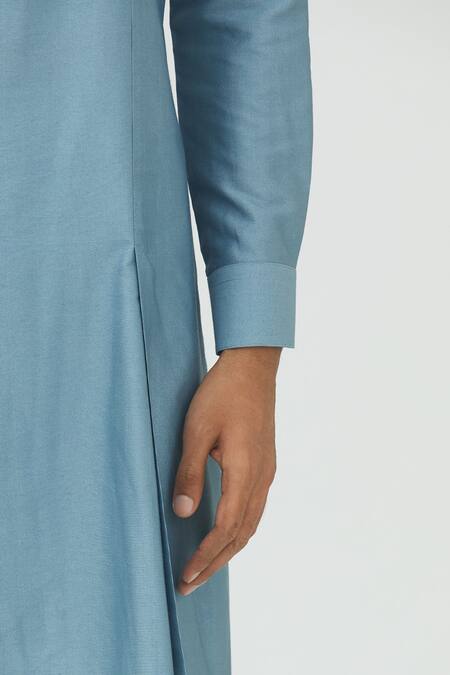Dhruv Vaish Blue Silk, Terry Kurta Set at Aza Fashions Dhruv Vaish_Blue Silk, Terry Kurta Set _at_Aza_Fashions