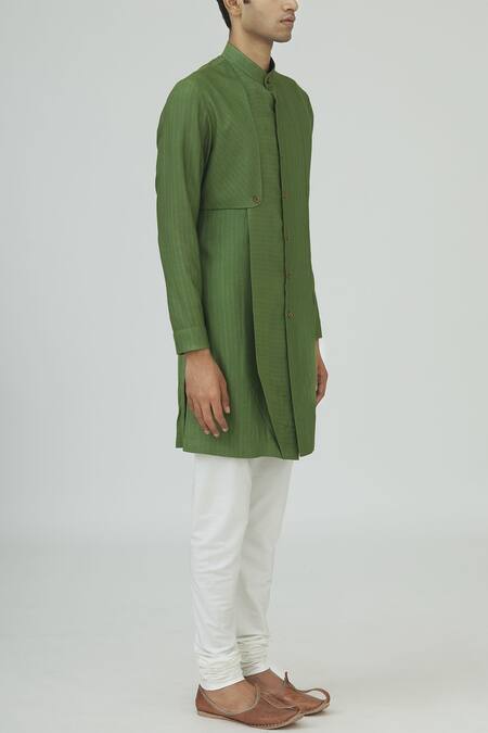 Dhruv Vaish Green Textured Kurta Set Online at Aza Fashions Dhruv Vaish_Green Textured Kurta Set_Online_at_Aza_Fashions