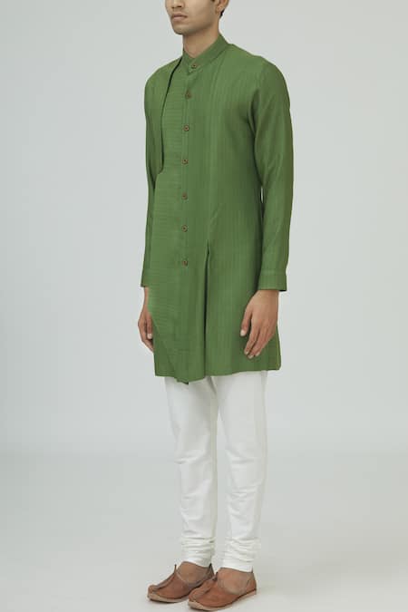 Buy Dhruv Vaish Green Textured Kurta Set Online at Aza Fashions Buy_Dhruv Vaish_Green Textured Kurta Set_Online_at_Aza_Fashions