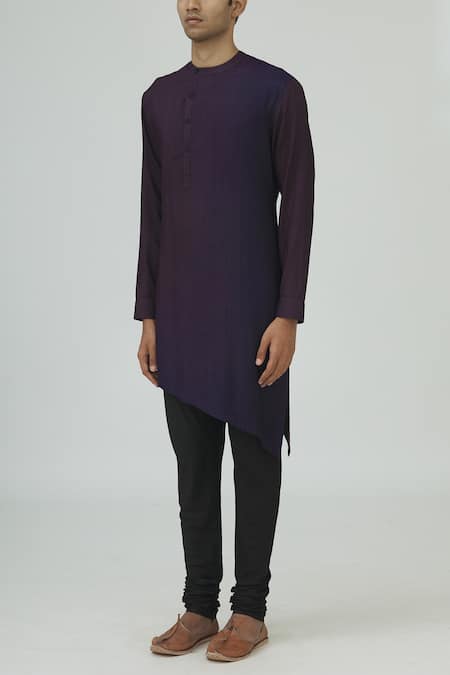 Buy Dhruv Vaish Purple Cotton Silk Dyed Kurta Set Online at Aza Fashions Buy_Dhruv Vaish_Purple Cotton Silk Dyed Kurta Set_Online_at_Aza_Fashions
