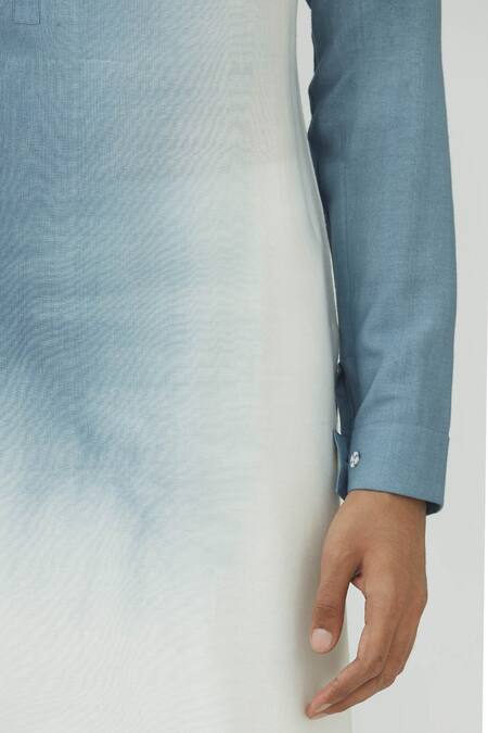 Dhruv Vaish Blue Silk, Terry Dyed Kurta Set at Aza Fashions Dhruv Vaish_Blue Silk, Terry Dyed Kurta Set _at_Aza_Fashions