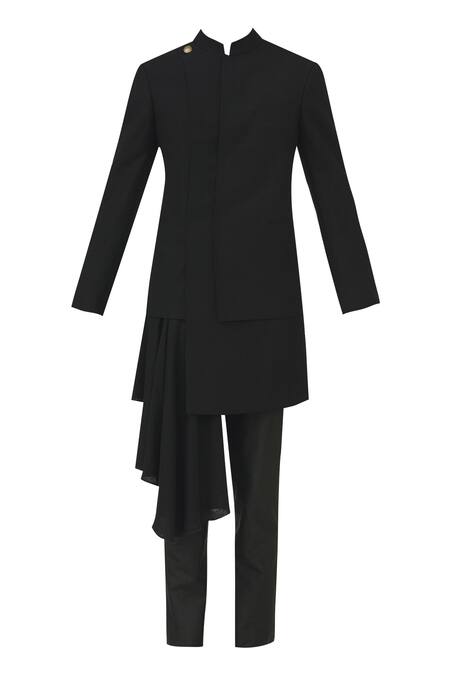 Buy Dhruv Vaish Black Silk Sherwani Set Online at Aza Fashions Buy_Dhruv Vaish_Black Silk Sherwani Set _Online_at_Aza_Fashions