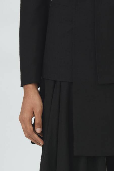 Dhruv Vaish Black Silk Sherwani Set at Aza Fashions Dhruv Vaish_Black Silk Sherwani Set _at_Aza_Fashions