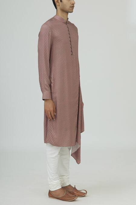 Dhruv Vaish Pink Cotton Satin Printed Kurta Set Online at Aza Fashions Dhruv Vaish_Pink Cotton Satin Printed Kurta Set_Online_at_Aza_Fashions