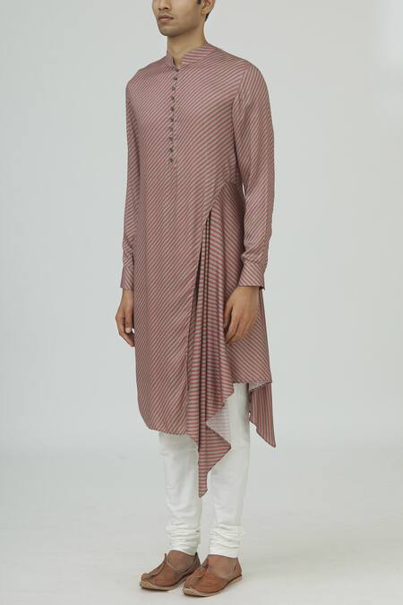 Buy Dhruv Vaish Pink Cotton Satin Printed Kurta Set Online at Aza Fashions Buy_Dhruv Vaish_Pink Cotton Satin Printed Kurta Set_Online_at_Aza_Fashions