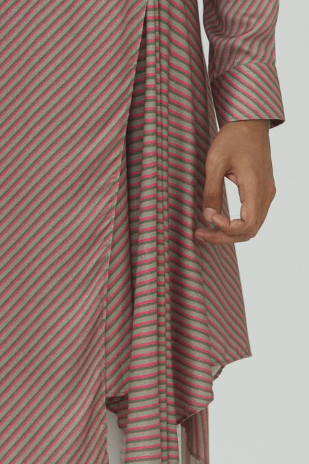 Dhruv Vaish Pink Cotton Satin Printed Kurta Set at Aza Fashions Dhruv Vaish_Pink Cotton Satin Printed Kurta Set_at_Aza_Fashions