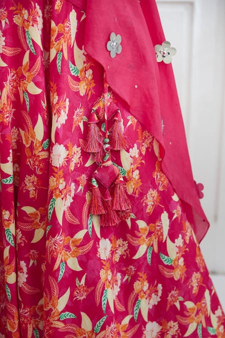 Shop_Mandira Wirk - Indian_Pink Chiffon, Cotton Silk Embellished Tunic Palazzo Set_Online_at_Aza_Fashions