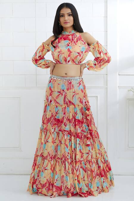 MANDIRA WIRK - Indian Printed Lehenga Set 