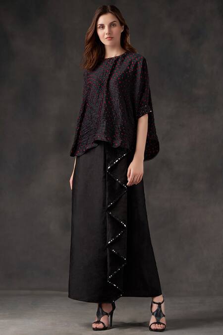 Buy Twenty Nine Black Gajji Silk Bandhani Round Top Online at Aza Fashions Buy_Twenty Nine_Black Gajji Silk Bandhani Round Top _Online_at_Aza_Fashions