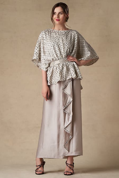 Twenty Nine Grey Silk Round Bandhani Blouse