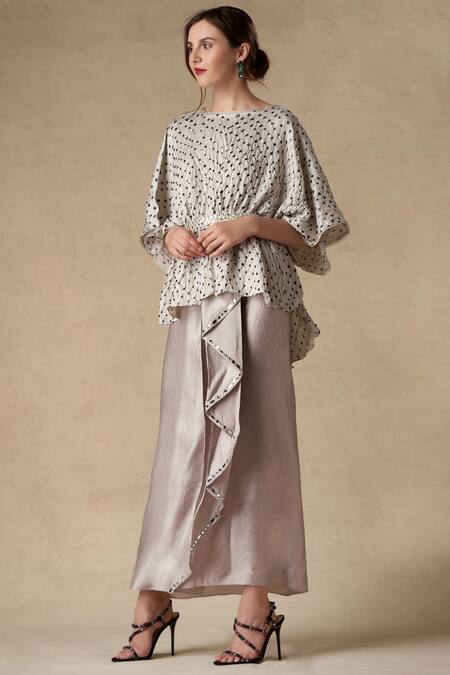 Buy Twenty Nine Grey Silk Round Bandhani Blouse Online at Aza Fashions Buy_Twenty Nine_Grey Silk Round Bandhani Blouse _Online_at_Aza_Fashions