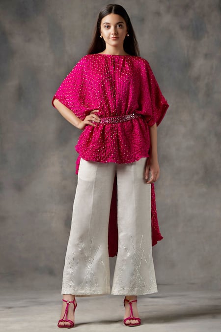 Twenty Nine Pink Silk Round Bhandani Top