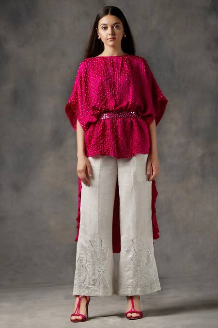 Buy Twenty Nine Pink Silk Round Bhandani Top Online at Aza Fashions Buy_Twenty Nine_Pink Silk Round Bhandani Top _Online_at_Aza_Fashions