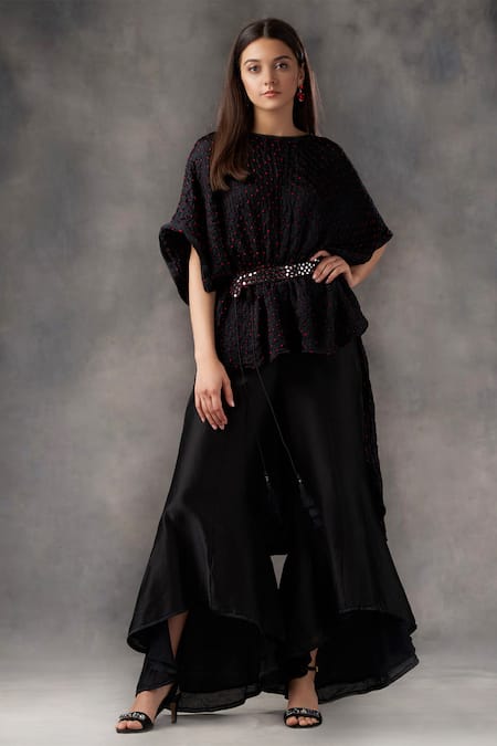 Twenty Nine Black Silk Round Bhandani Top