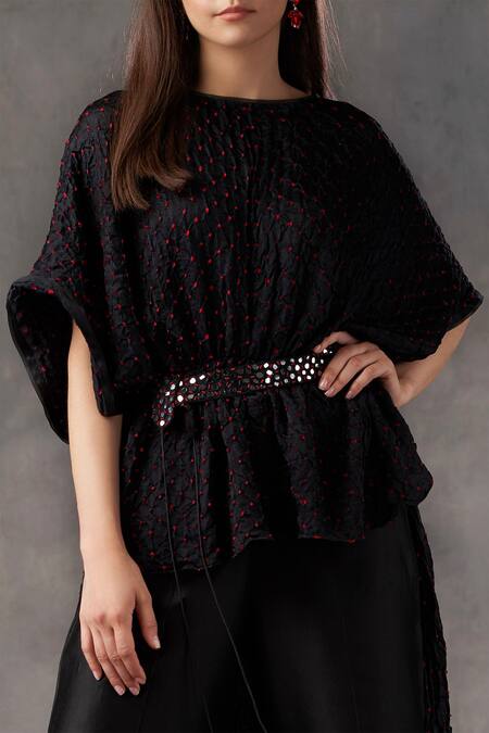 Buy_Twenty Nine_Black Silk Round Bhandani Top _Online_at_Aza_Fashions