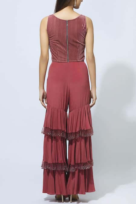 Babita Malkani Embellished Crop Top with Sharara 