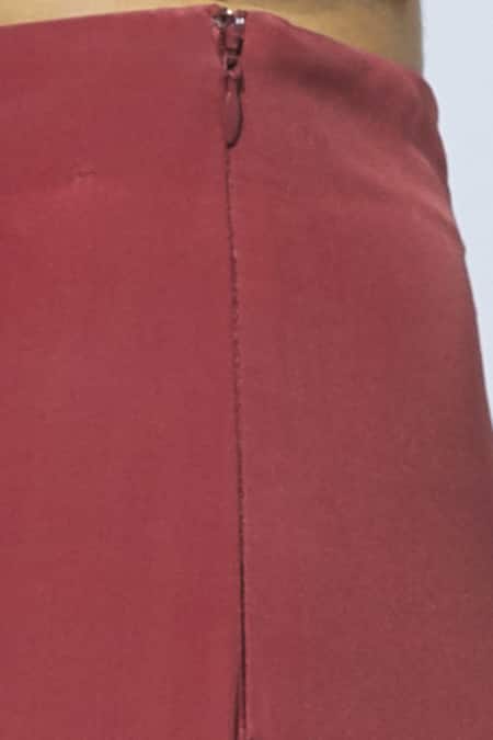 Shop_Babita Malkani_Maroon Velvet, Crepe V Neck Embellished Crop Top With Sharara _Online_at_Aza_Fashions