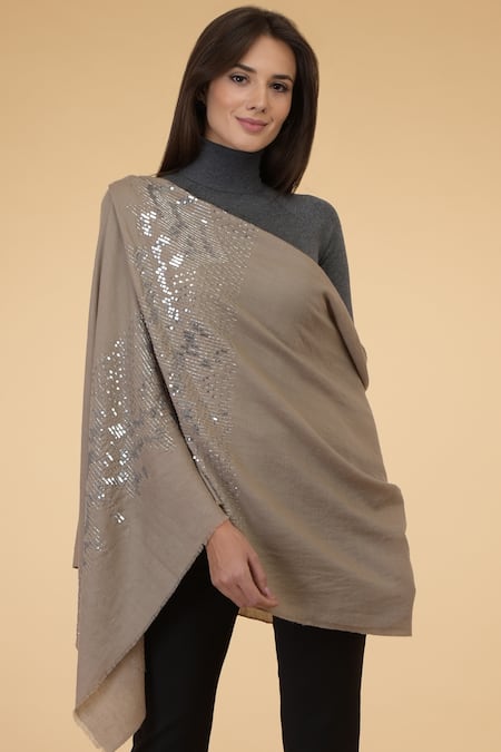 Buy_Talking Threads_Beige Embroidered Pashmina Stole_Online_at_Aza_Fashions